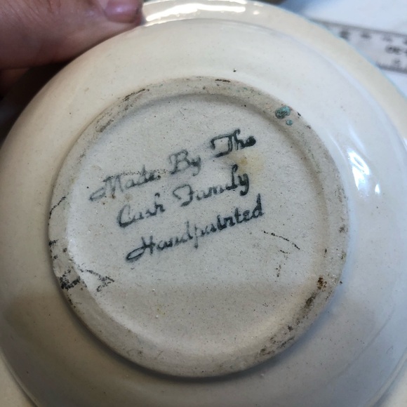 1940’s Cash Family Pottery Erwin Tennessee Small Hand Painted Pitcher Wash Basin - Picture 6 of 13